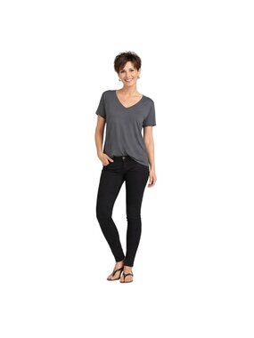 Banana Republic Womens XL V-Neck T-Shirt Dark Blue Gray Cotton Blend Relaxed Fit